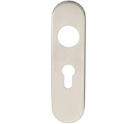 Pair Radius Lock Euro Cylinder Plate Cover - 170 x 45 x 8mm - Satin Steel | Commercial Lever on Backplate Door Handle - Internal Door Hardware - Lock, Euro, Oval and Latch Options Available