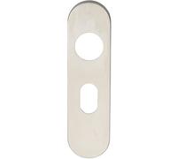 Pair Radius UK Oval Cylinder Plate Cover - 170 x 45 x 8mm - Satin Steel | Commercial Lever on Backplate Door Handle - Internal Door Hardware - Lock, Euro, Oval and Latch Options Available