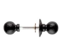 Pair Round Ball Rimmed Mortice Door Knob 60mm Diameter Black Antique Handle