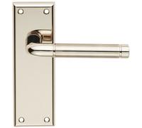 PAIR Round Bar Handle on Latch Backplate 150 x 50mm Polished & Satin Nickel
