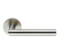 Pair Round Mitred Bar Safety Handle On Round Rose Concealed Fix Satin Steel
