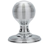 PAIR Round Textured Mortice Door Knob 50mm Diameter Chrome Beehive Handle