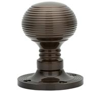PAIR Round Textured Mortice Door Knob 52mm Dia Dark Bronze Beehive Knob