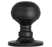 PAIR Round Textured Mortice Door Knob 52mm Dia Matt Black Beehive Knob