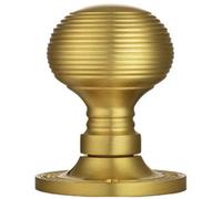 PAIR Round Textured Mortice Door Knob 52mm Dia Satin Brass Beehive Knob