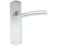 PAIR Rounded Curved Bar Handle on Latch Backplate 170 x 42mm Satin Chrome