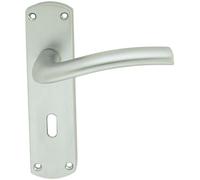 PAIR Rounded Curved Bar Handle on Lock Backplate 170 x 42mm Satin Chrome