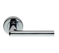Pair Rounded Straight Bar Handle Concealed Fix Round Rose Polished Chrome