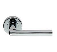 PAIR Rounded Straight Bar Handle Concealed Fix Round Rose Polished Chrome