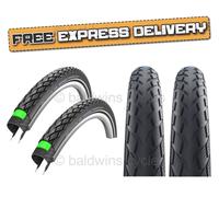 PAIR SCHWALBE MARATHON 26 x 1.75 Greenguard Endurance Black Reflex TYRES