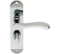 PAIR Scroll Lever Door Handle on Bathroom Backplate 180 x 40mm Polished Chrome