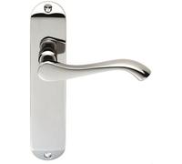 PAIR Scroll Lever Door Handle on Latch Backplate 180 x 40mm Polished Chrome