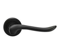 PAIR Scroll Shaped Lever Handle on Round Rose Concealed Fix Matt Black