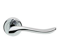 Pair Scroll Shaped Lever Handle On Round Rose Concealed Fix Polished Chrome