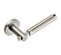 PAIR Sectional Round Bar Lever Concealed Fix Round Rose Polished Satin Steel