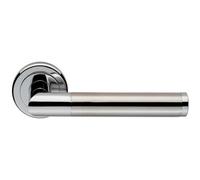Loops Pair Sectional Round Bar Lever on Round Rose-Concealed Fix-Polished/Satin Chrome | Door Handle Lever on Screwless Rose - Internal Door Hardware - Screws, Fixings and Spindle Included