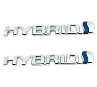 Pair Set 3D Metal Hybrid Emblem Fender 3D Badge Logo Decal Replacement for Universal Car (Silver)