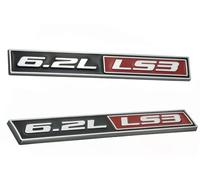 Pair Set 6.2L LS3 Engine Emblem Badge Sticker 3D Nameplate Replacement for Universal Cars (Chrome Black Red)