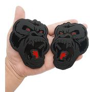 Pair Set Angry Gorilla Ape Emblem 3D Badges Custom New Replacement for Universal Car Vehicle, Truck, Motorcycle Door Window Decoration (Black Red)