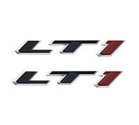 Pair Set LT1 Emblem 3D Side Fender Door Badges Sticker Nameplate Replacement for Camaro (Chrome Black Red)