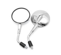 Pair Silver Chrome Motorcycle Scooter Mirrors Universal Motorbike Rear View Mirror 10mm Thread Round Oval Mirrors Material : Glass Side Mirrorss