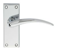 Pair Slim Arched Door Handle On Latch Backplate 150 X 43mm Polished Chrome