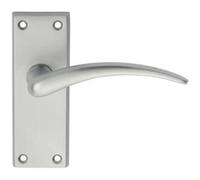 Pair Slim Arched Door Handle On Latch Backplate 150 X 43mm Satin Chrome