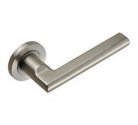 Pair Slim Elliptical Handle On Round Rose Concealed Fix Satin Steel