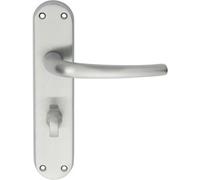 Pair Slim Round Bar Lever On Shaped Bathroom Backplate 185 X 40mm Satin Chrome