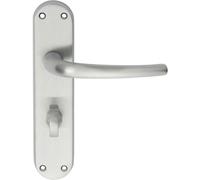 Pair Slim Round Bar Lever On Shaped Bathroom Backplate 185 X 40mm Satin Chrome