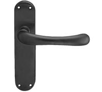 Pair Smooth Rounded Handle On Shaped Latch Backplate 185 X 42mm Matt Black