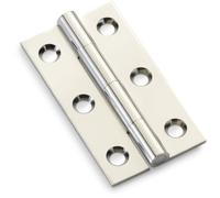 Pair Solid Brass Cabinet Butt Hinge - 50mm - Polished Nickel Premium Cupboard