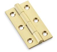 Pair Solid Brass Cabinet Butt Hinge - 50mm - Satin Brass Premium Cupboard Fixing