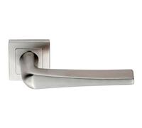 PAIR Square Cut Tapered Handle on Square Rose Concealed Fix Satin Steel