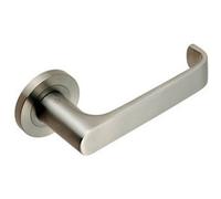 Pair Straight Bold Faced Safety Handle Concealed Fix Round Rose Satin Steel