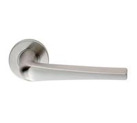 PAIR Straight Flat Topped Bar Handle on Round Rose Concealed Fix Satin Steel