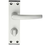 Pair Straight Handle on Bathroom Backplate - 152 x 38mm - Satin Aluminium | Lever on Backplate Door Handle - Internal Door Hardware - Lock, Euro, Oval and Latch Options Available