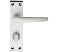 Pair Straight Handle on Bathroom Backplate - 152 x 38mm - Satin Aluminium | Lever on Backplate Door Handle - Internal Door Hardware - Lock, Euro, Oval and Latch Options Available