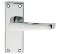 PAIR Straight Handle on Short Latch Backplate 118 x 42mm Polished Chrome Loops Multi One Size