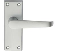 PAIR Straight Handle on Short Latch Backplate 118 x 42mm Satin Chrome