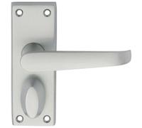 PAIR Straight Handle on Short Privacy Backplate 118 x 42mm Satin Chrome Loops Multi One Size