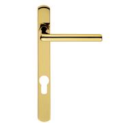 PAIR Straight Lever on Narrow Euro Lock Backplate 220 x 26mm Stainless Brass