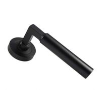 PAIR Straight Round Bar Handle on Round Rose Concealed Fix Matt Black