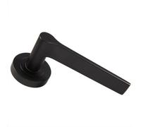 Pair Straight Rounded Handle On Round Rose Concealed Fix Matt Black