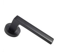 PAIR Straight Square Handle on Round Rose Concealed Fix Matt Black Finish
