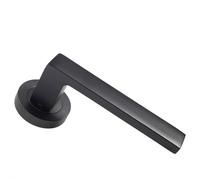 PAIR Straight Square Handle on Round Rose Concealed Fix Matt Black Finish Loops Black One Size