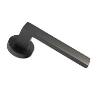 PAIR Straight Square Handle on Round Rose Concealed Fix Matt Bronze Finish
