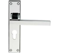 Loops PAIR Straight Square Lever on Euro Lock Backplate 180 x 40mm Polished Chrome Loops Multicolor
