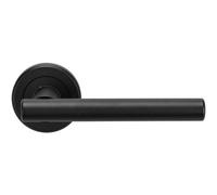PAIR Straight T Bar Handle on Round Rose Concealed Fix Matt Black Finish