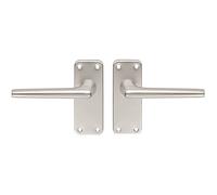 Pair Straight Tapered Handle on Latch Backplate - 102 x 41mm - Satin Aluminium | Lever on Backplate Door Handle - Internal Door Hardware - Lock, Euro, Oval and Latch Options Available